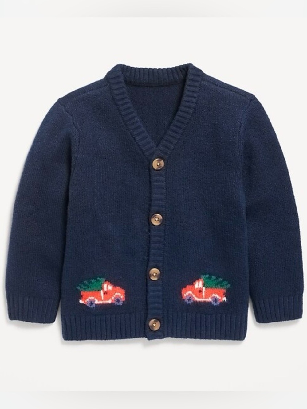 NEW | Navy Button-Front Cardigan with Red Truck | PineTree | Old Navy | 18-24M